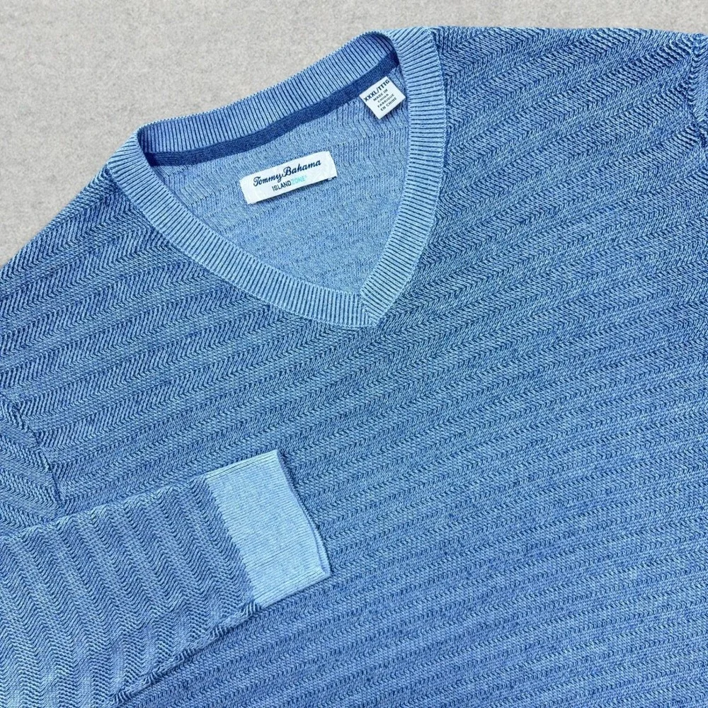 Tommy Bahama Sweater Mens 3XL Blue Coolside Course IslandZone V-Neck Knit